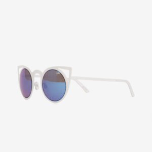 White Cat-Eye Sunglasses – Blue Mirrored Lens