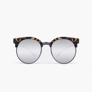 Tortoise Round Unisex Sunglasses – Silver Mirrored Lens