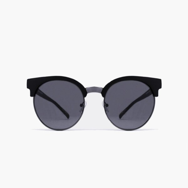Black Frame Round Sunglasses - Gray Smoke Lens