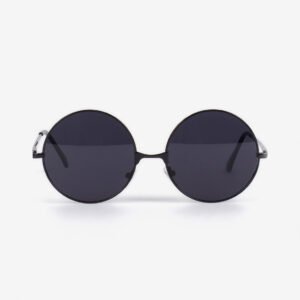 Round Sunglasses - Black Frame, Dark Gray Lens
