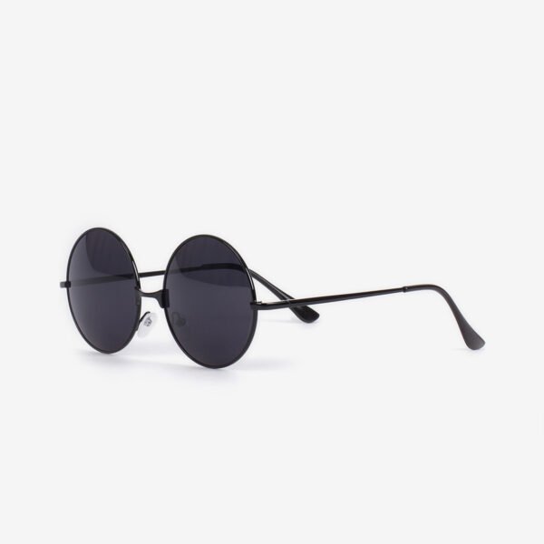 Round Metal Sunglasses – Black Frame, Dark Lens