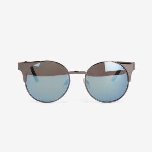 Round Metal Sunglasses - Blue Mirrored Lens
