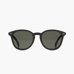 Black Round Sunglasses - Green Lens, Unisex