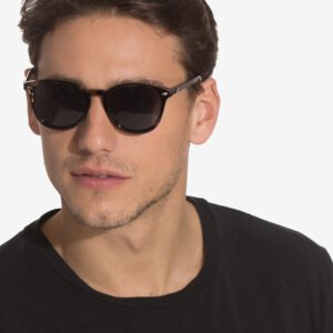 Tortoise Round Unisex Sunglasses - Black Lens