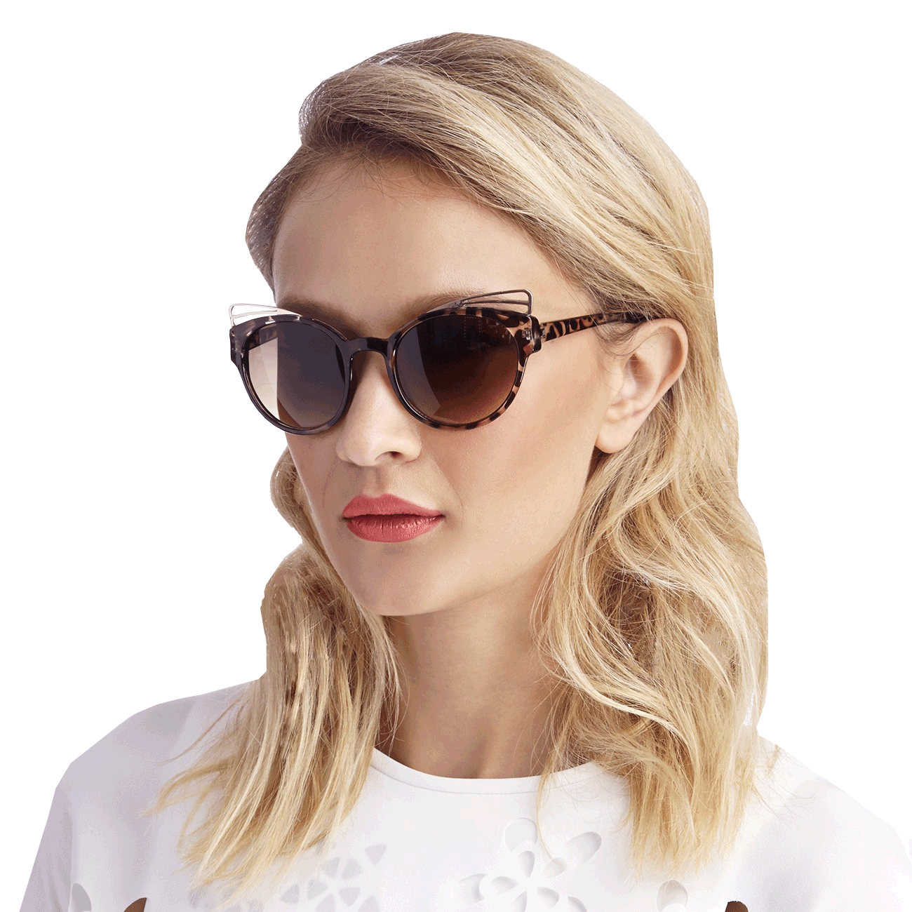 Tortoise Cat-Eye Unisex Sunglasses – Brown Gradient