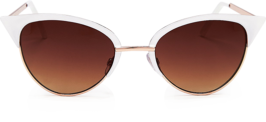 White Cat-Eye Sunglasses - Brown Gradient Lens