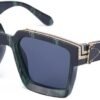 Green Square Sunglasses Blue Lens Unisex