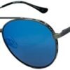 Blue Mirrored Aviator Sunglasses Metal Frame Unisex