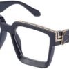 Black Square Glasses - Gold Metal Accents