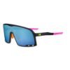 Unisex Shield Sunglasses – Black Frame, Blue Mirror