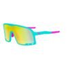 Turquoise Shield Sunglasses – Pink Accents, Mirrored Lens