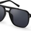 Black Aviator Sunglasses Smoke Lens Unisex