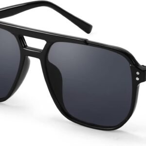 Black Aviator Sunglasses Smoke Lens Unisex