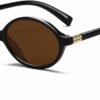 Black Round Unisex Sunglasses – Brown Lens