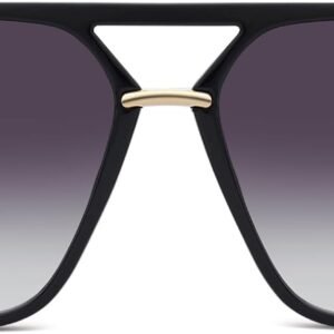 Oversized Square Sunglasses – Black Frame, Purple Gradient