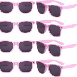 8-Pack Pink Wayfarer Sunglasses - Black Lens