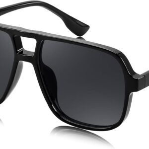 Oversized Square Sunglasses - Black Frame, Smoke Lens