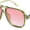 Translucent Green Aviator Sunglasses – Pink Gradient Lens