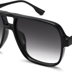 Oversized Square Sunglasses - Black Frame, Gray Gradient