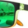 Black Square Sunglasses – Green Mirrored Lens