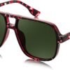 Unisex Oversized Square Sunglasses - Red Frame, Green Lens