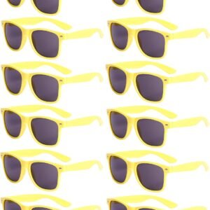 12-Pack Yellow Wayfarer Sunglasses Black Lens