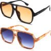 2-Pack Square Sunglasses – Black/Tortoise, Amber/Blue