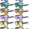 12-Pack Wayfarer Sunglasses – Assorted Mirrored Lenses