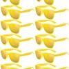 12-Pack Yellow Wayfarer Sunglasses – Gold Mirrored Lenses