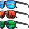 3-Pack Rectangle Sunglasses - Black Frame, Mirrored Lenses