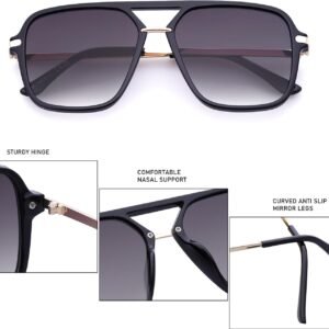 Black Square Sunglasses – Gray Gradient Lens