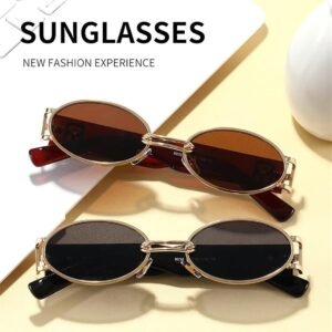 2-Pack Round Sunglasses - Gold Frame, Brown & Black Lenses