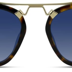 Tortoise Square Sunglasses - Blue Gradient Lens