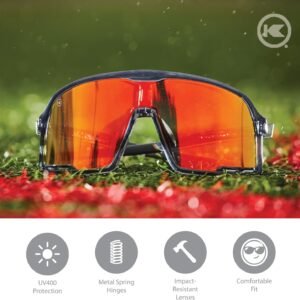 Red Mirrored Shield Sunglasses Black Frame
