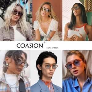 Coasion Unisex Rectangle Sunglasses Amber Frame