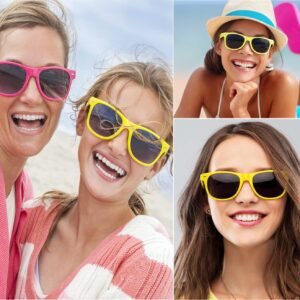 Bulk Pack Wayfarer Sunglasses - Yellow And Pink Frames