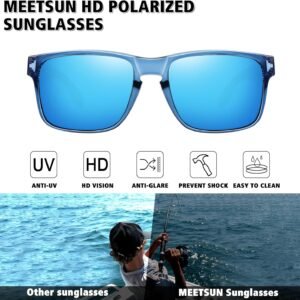 Blue Mirror Rectangle Polarized Sunglasses Unisex