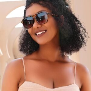 Tortoise Square Unisex Sunglasses Brown Gradient Lens