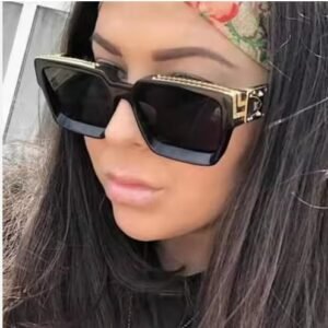 Black Square Sunglasses - Gold Accent, Smoke Lens