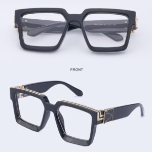 Oversized Black Square Glasses – Anti-Blue Light Filter