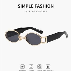 Round Metal Sunglasses - Gold Frame, Black Lens