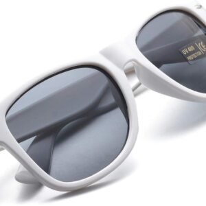 White Wayfarer Sunglasses – Black Lens, Plastic Frame