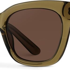 Oversized Square Sunglasses - Olive Green Frame, Brown Lens