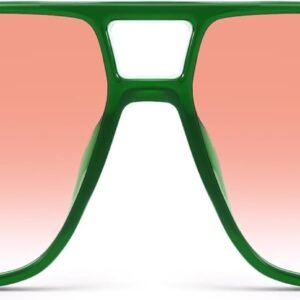 Oversized Square Sunglasses - Green Frame, Pink Gradient