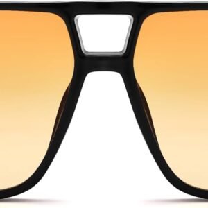 Black Oversized Square Sunglasses - Amber Lens