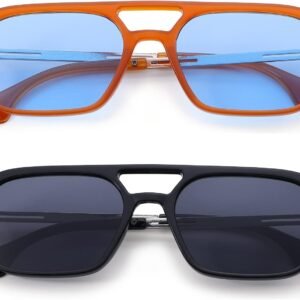 2-Pack Rectangle Sunglasses - Orange & Black