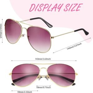 Gold Metal Aviator Sunglasses - Purple Gradient