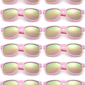 15-Pack Wayfarer Sunglasses Pink Frame Green Mirror Unisex