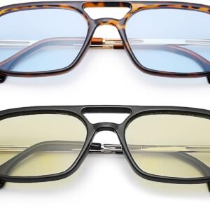 2-Pack Rectangle Sunglasses – Blue & Yellow Lenses