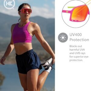 Pink Sport Shield Sunglasses – Orange Mirrored Lens